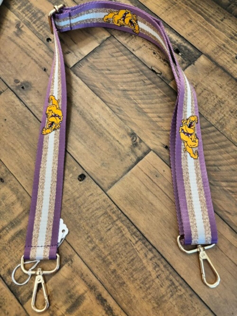 Purple & Gold Bulldog Adjustable Purse Strap – Game Day Bag Strap